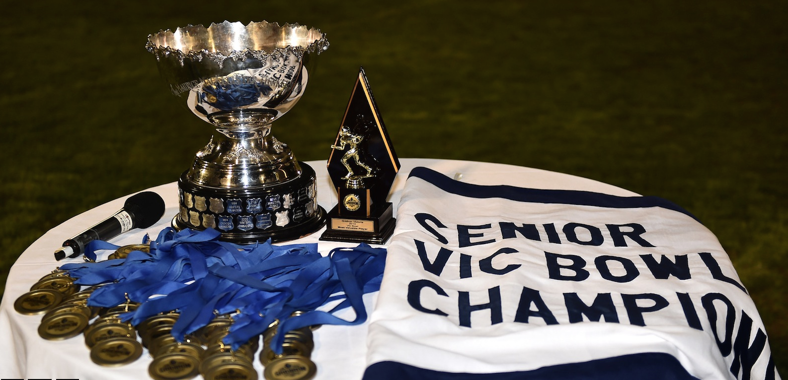 Vic Bowl, Medallions and Penant awaiting their Champions (Photo courtesy of barendphotos.com)